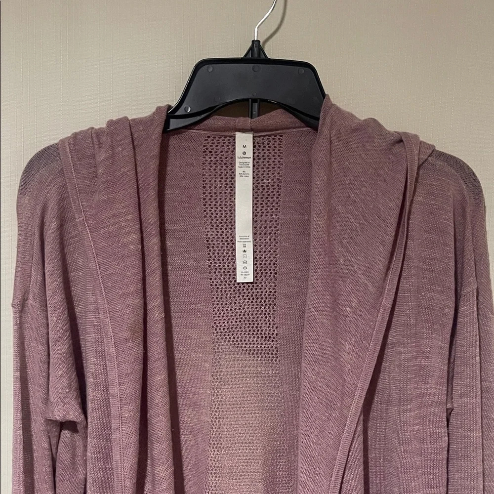lululemon athletica Linen Blend Dusty Pink Light Hoodie Sweater Cardigan SZ M - Picture 3 of 15